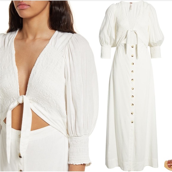 Free People String of Hearts Cut out Maxi Dress White Size Small - Picture 2 of 5